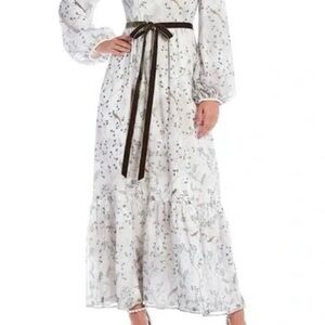 Nicola Bathie Chiffon Chinoiserie Long Sleeve Dress
